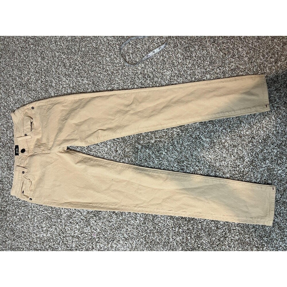 D-ID Jeans Womens 27 Beige NY Skinny Quilted Argyle Slim Stretch Denim‎ Pants